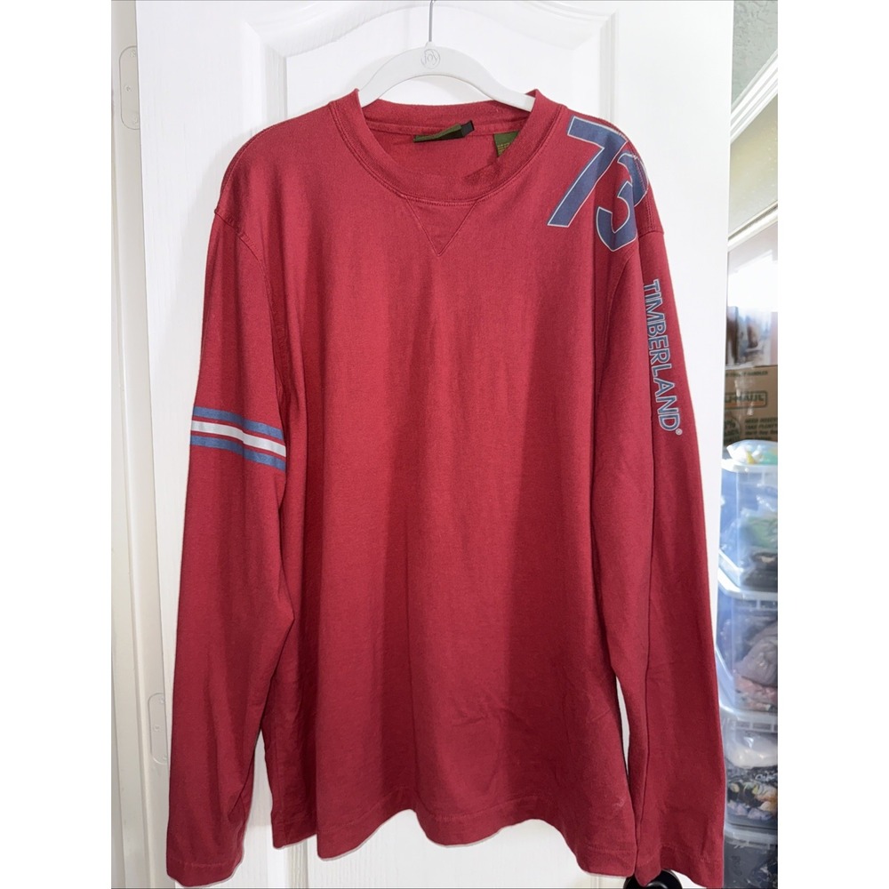 Timberland Men's LONG SLEEVES maroon T-shirts Timberland hard to findLarge 4444